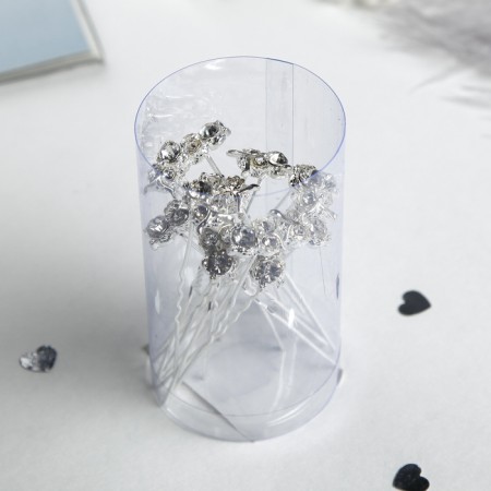 Hair hairpin "owl" rhinestones, silver-1