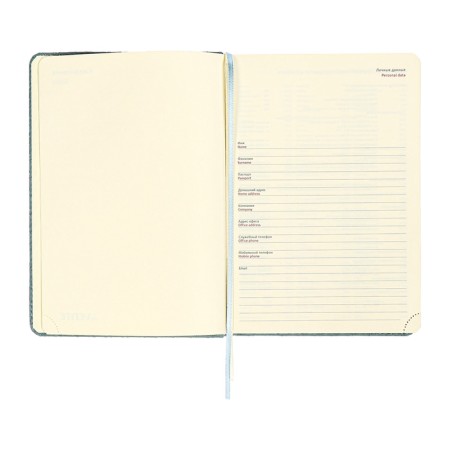 Gift Davente.clair: Diamur of Leduced A5 136 sheets, solid cover, block 70, blue + ballpoint pen-7