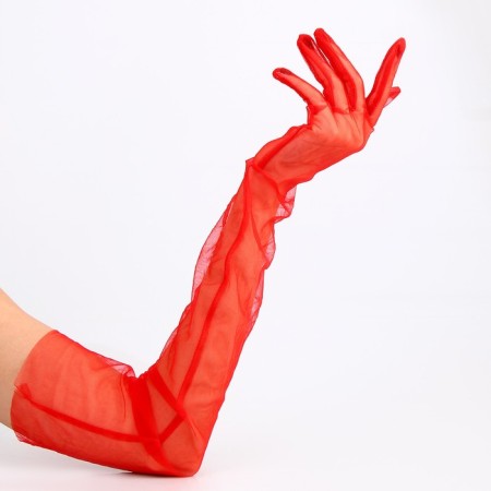 Carnival accessory- transparent gloves, red color-2