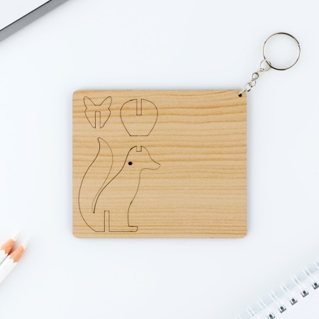 Key keychain wooden designer "Fox", 5.1 x 5.9 cm-5