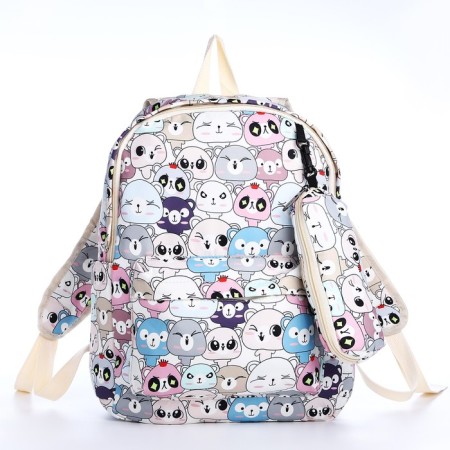 School backpack from textiles on a zipper, 3 pockets, pencil case, color colorful color-3