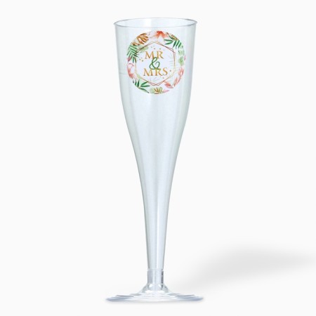 A set of plastic glasses for champagne "Mr and MRS", Party, 150 ml-1