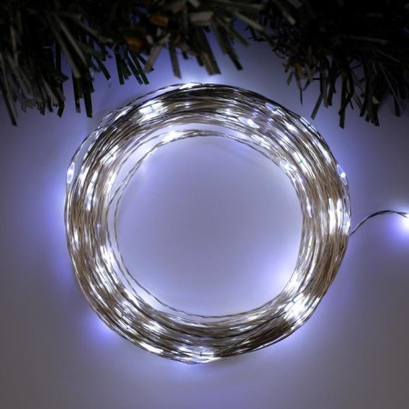 Garland "thread" 20 m dew, IP20, silver thread, 200 LED, white glow, 12 V