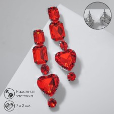 Hanging earrings with rhinestones 