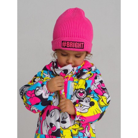 Knitted hat for girls, size 46, Fuchsia color-3
