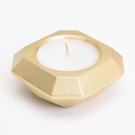 Candle "Square" in the candlestick with beveled corners is small, 9x3.5cm, gold-1