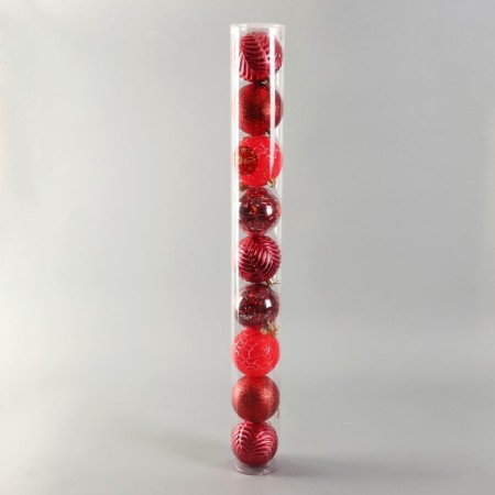 Set of balls plastic D-8 cm, 9 pcs "Melody" disco cod, red-1