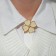 Brooch "Clover" is large, beige color in gold