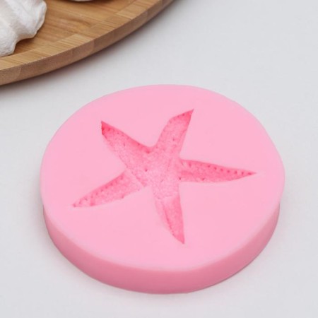 Mold "Sea Star", silicone, 8.5 × 8.5 × 1.5 cm, pink color-3
