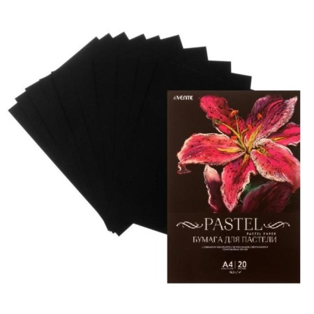 A4, Devente pastel paper, set of 20 sheets, 160 g/m2, black, in the package
