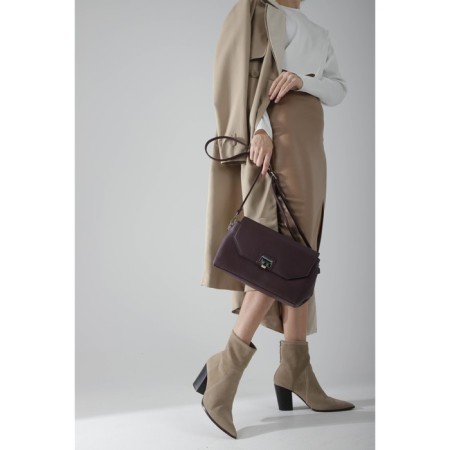 Bag-mixer on the valve, outer pocket, long belt, burgundy color-3