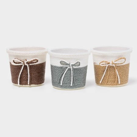 Kashpo for flowers wicker "bow" 10.5 × 10.5 × 9 cm, color mix-3
