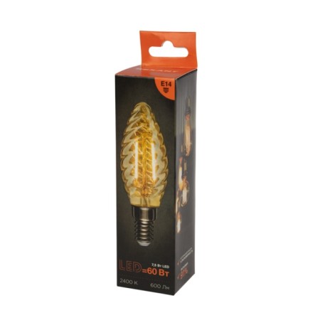Lamp Filament Twisted Candle LCW35 7.5W 600LM 2400K E14 Golden Sales REXANT-2