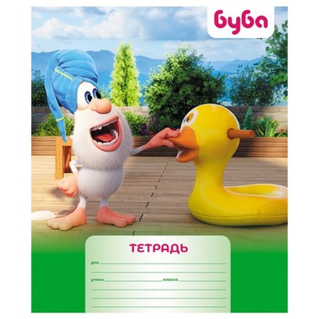 Notebook 12 sheets, into a narrow ruler, "Buba", cover coated cardboard, rounded corners, block 65 g/m2, mix