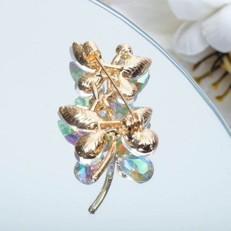 Brooch "Butterflies" a couple, rainbow color in gold-2