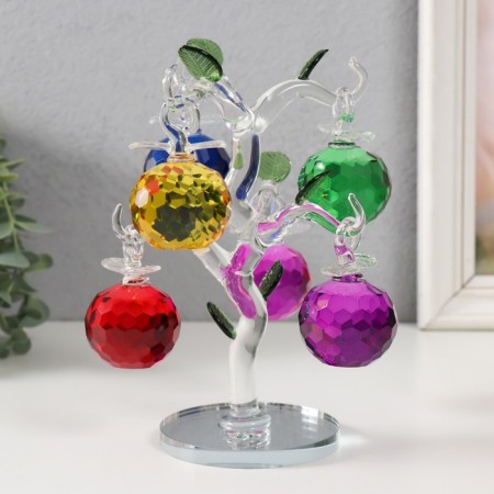 Suvenir glass "Crystal apple tree with colored apples" 14x14x17 cm-1