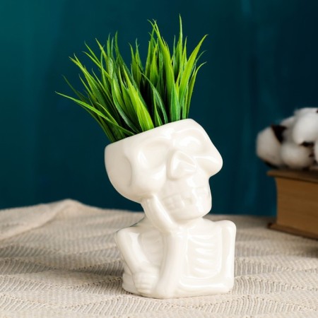 Skeleton Kashpo 10x7.5cm, white