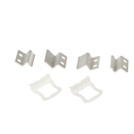 A set of fasteners and handles for a mosquito net, white