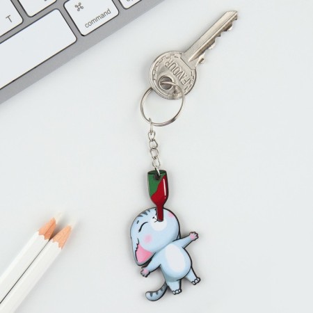 Key keychain, wooden "cat Friday", 3.5 x 6 cm-1