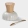 Ceramic crem, 2 items: Kremanka d = 10 cm, fork h = 13 cm, white color