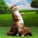 Garden figure "Otter with the baby" 17x12x20cm