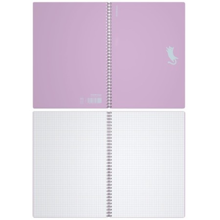 A4 notebook 80 sheets, a cage on the spirals, Erichkrause, "Brave Cats" Plastic cover violet-2