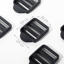 The buckle is regulatory, three -shaped, internal width - 25 mm, thickness - 2 mm, 10 pcs, black color