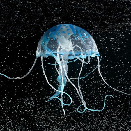 Decor for the Aquarium "Medusa" silicone, with a neon effect, 10 x 10 x 20.5 cm, blue