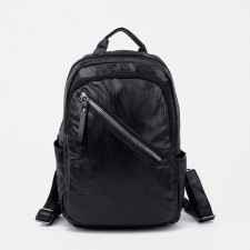 Women's backpack made of artificial leather with lightning, black color