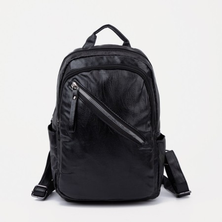 Women's backpack made of artificial leather with lightning, black color