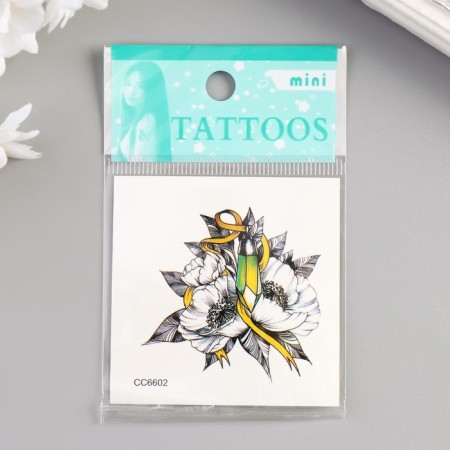 Tattoo on the body color "Crystal and flowers" 6x6 cm-2