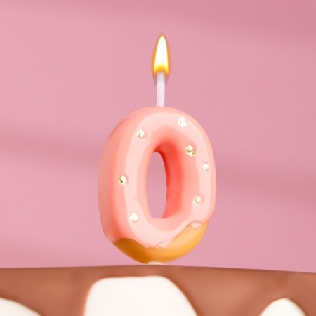 Candle in the cake "Strawberry glaze", number "0", pink, 3.8 cm