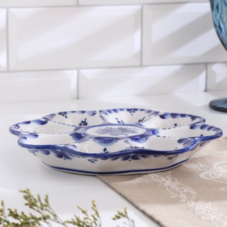 Easter egg plate, 22 cm, gzhel-1