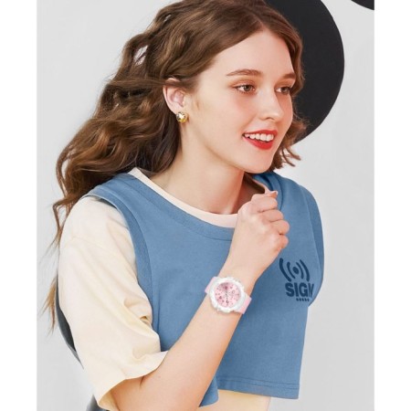Watch of nursery, d-4.5 cm, silicone strap, 3 atm, pink-1
