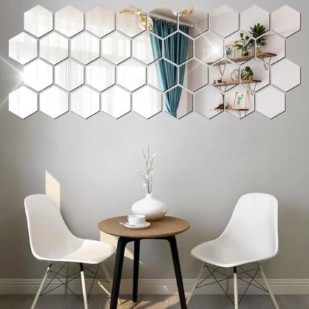 Interior stickers "honeycomb", mirror, wall decor, set 12 pcs, 16 x 18 cm-9