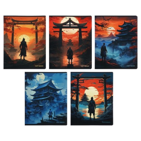 Notebook of 48 sheets in a cage on a clip "Samurai", cover coated cardboard, twin-fluid, UF-flus, OFSET block, mix