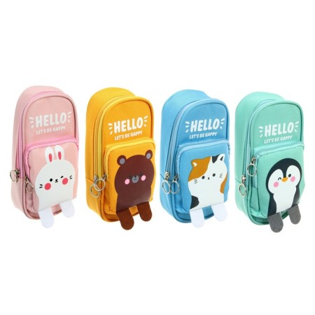 School Penal on a zipper 2 departments "animals", mix