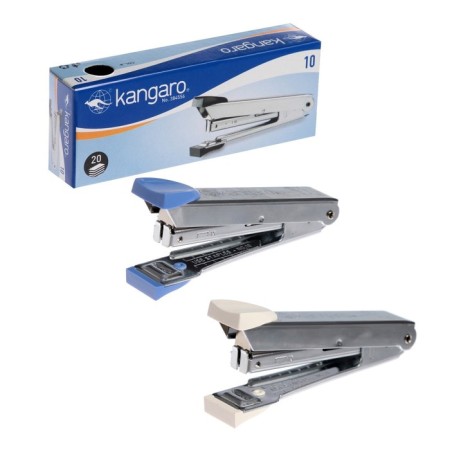 Stapler Kangaro No. 10, up to 20 sheets, metallic copus, built -in anti -stepler, 50 brackets, mix-2