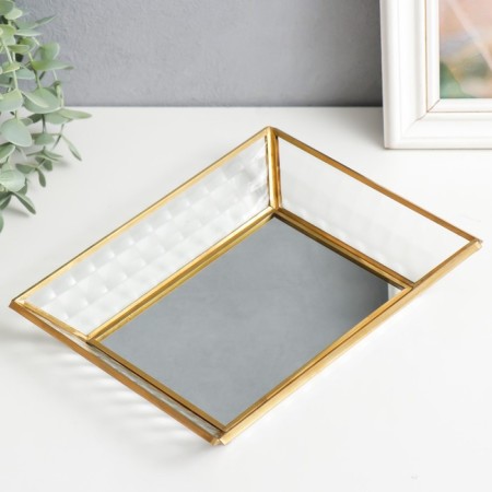 Standing interior glass with a mirror rectangular "wave" 4x16x21 cm