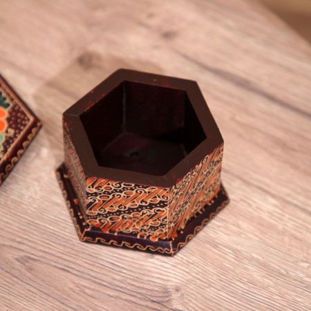 Wooden box, batik 10x11x7 cm-4