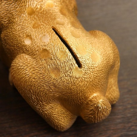 New Year's piggy bank "deer" gold 17x10x18cm-6