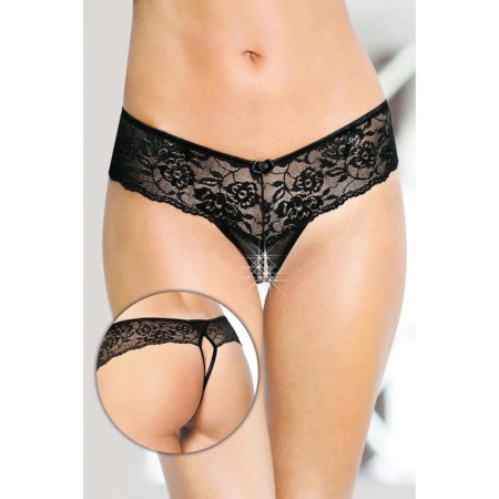 Lace panties with accession collection access, black color, size s/m