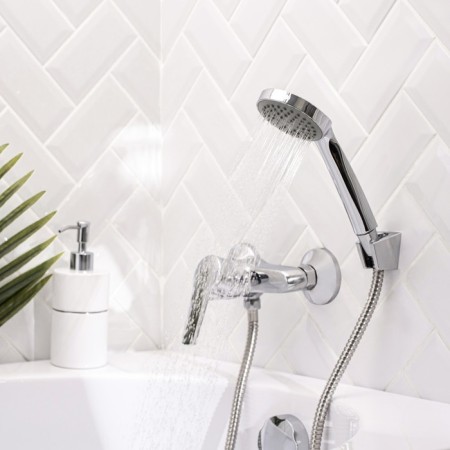 Shower mixer RMS SL50-003, one-leaf, with a shower set, chrome-3