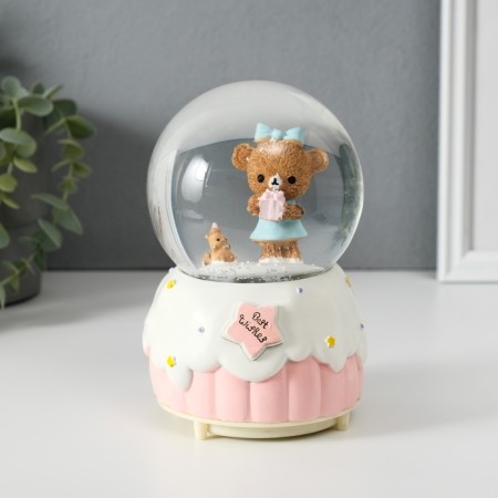 Souvenir Polystone Water Ball Light, Music "Bear and Cake" MIX 10.2x10.2x15.8 cm-1
