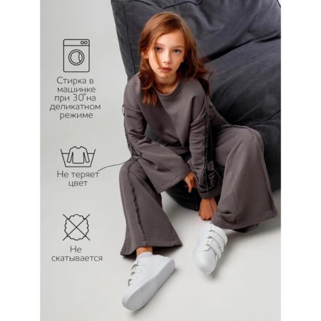 Twist girl suit, height 152 cm, gray color-3