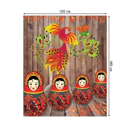 Tables on the table "painted nesting dolls", rectangular, Saten, size 120x145 cm-1