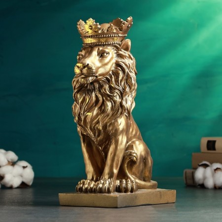 Figure "Leo with the crown" 36x22x16cm, bronze with gilding-2