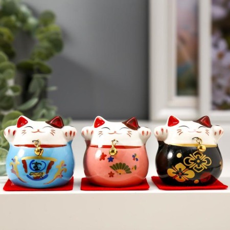 Souvenir Ceramics "Cat Mani-Nekko Bright with the bell" MIX 5x5.2x4.6 cm-5