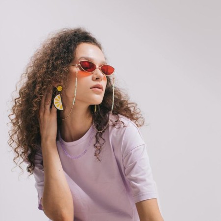 Earrings plastic "Vivien" lemons, yellow-white color-3