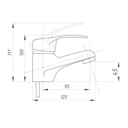 PSM-104-5 sink mixer for the PSM-Profsan sink, a single-leaf, excess length is 95 mm, chrome-1